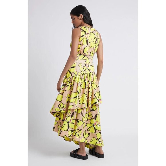 NWT Aje Pelicano Citrus Bloom Asymmetric Tiered Dress - Size AU 6 / US 2 - Picture 3 of 16